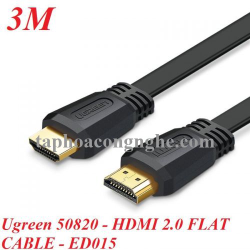 Ugreen 50820 3M màu đen Cáp tín hiệu HDMI dẹt ED015 30050820